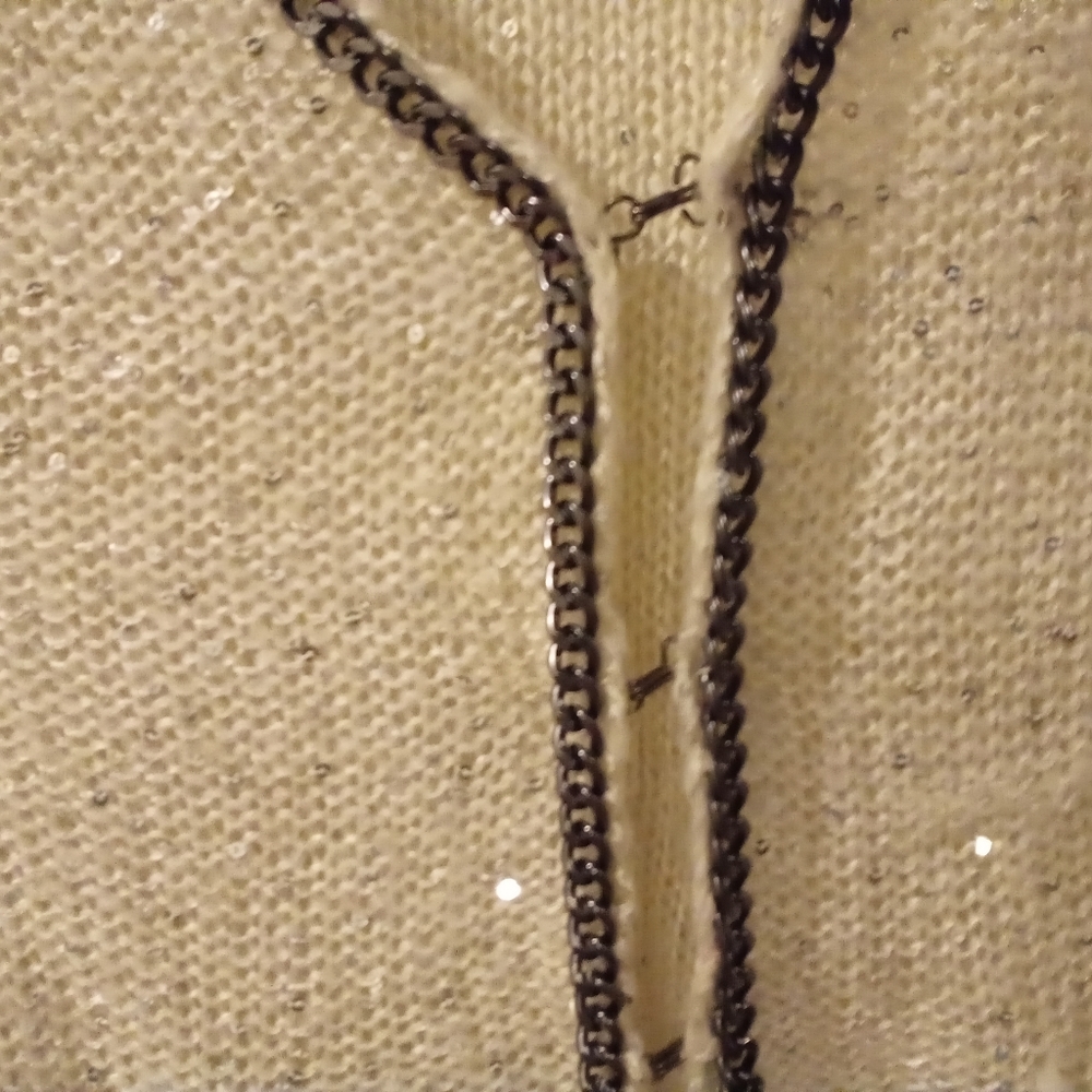 DONATING 6/30/22 Sioni xs  creme sequin and metallic cardigan - Picture 3 of 7